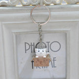 Cute Little Cat Box Keychain Cat Design Accessories Pet Clever white 