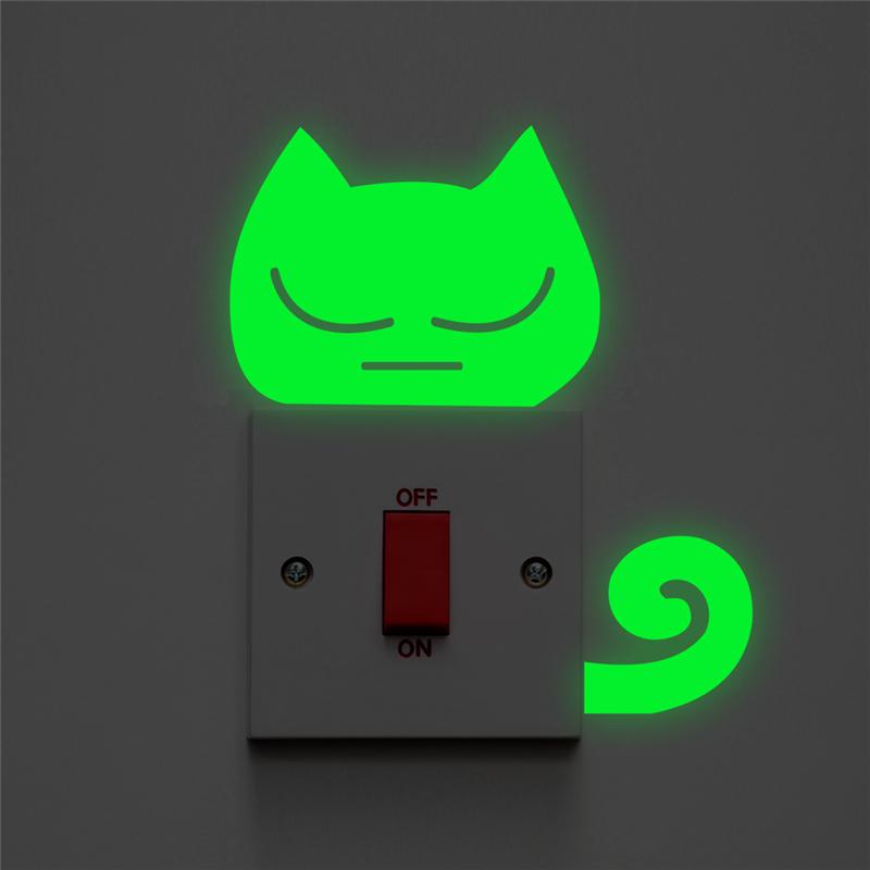 Cute Luminous Wall Decals Cat Design Accessories Pet Clever 