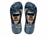 Cute One Paw Out Cat Print Flip Flops Slippers Cat Design Footwear Pet Clever US 5 - EU35 -UK3 