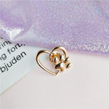 Cute Paw Print In Heart Shape Brooch Cat Design Accessories Pet Clever gold 