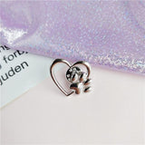 Cute Paw Print In Heart Shape Brooch Cat Design Accessories Pet Clever silver 
