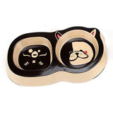 Cute Pet Feeder Bowl Cat Bowls & Fountains Pet Clever Bulldog Double 