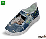 Cute Posing Cat Printing Air Mesh Shoes Cat Design Footwear Pet Clever US 5 - EU35 -UK3 