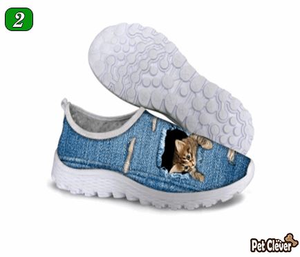 Cute Sneaky Cat Air Mesh Shoes Cat Design Footwear Pet Clever US 5 - EU35 -UK3 