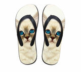 Cute Snow Cat Print Flip Flops Slippers Cat Design Footwear Pet Clever US 5 - EU35 -UK3 