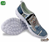 Cute Sticking Tongue Out Cat Printing Air Mesh Shoes Cat Design Footwear Pet Clever US 5 - EU35 -UK3 
