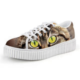 Cute Yellow Eyes Cat Design Lace-up Creepers Shoes Cat Design Footwear Pet Clever US 5 - EU35 -UK3 