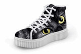 Cute Yellow Eyes Cat Printing Thick Bottom Flats Casual Shoes Cat Design Footwear Pet Clever US 5 - EU35 -UK3 