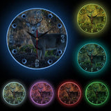 Deer Hunter Camera Sniper Big Buck Round Wall Clock Hunting Decor Wildlife Animal Art Elk Cabin Wall Clock Other Pets Design Accessories Pet Clever White Frame With LED 