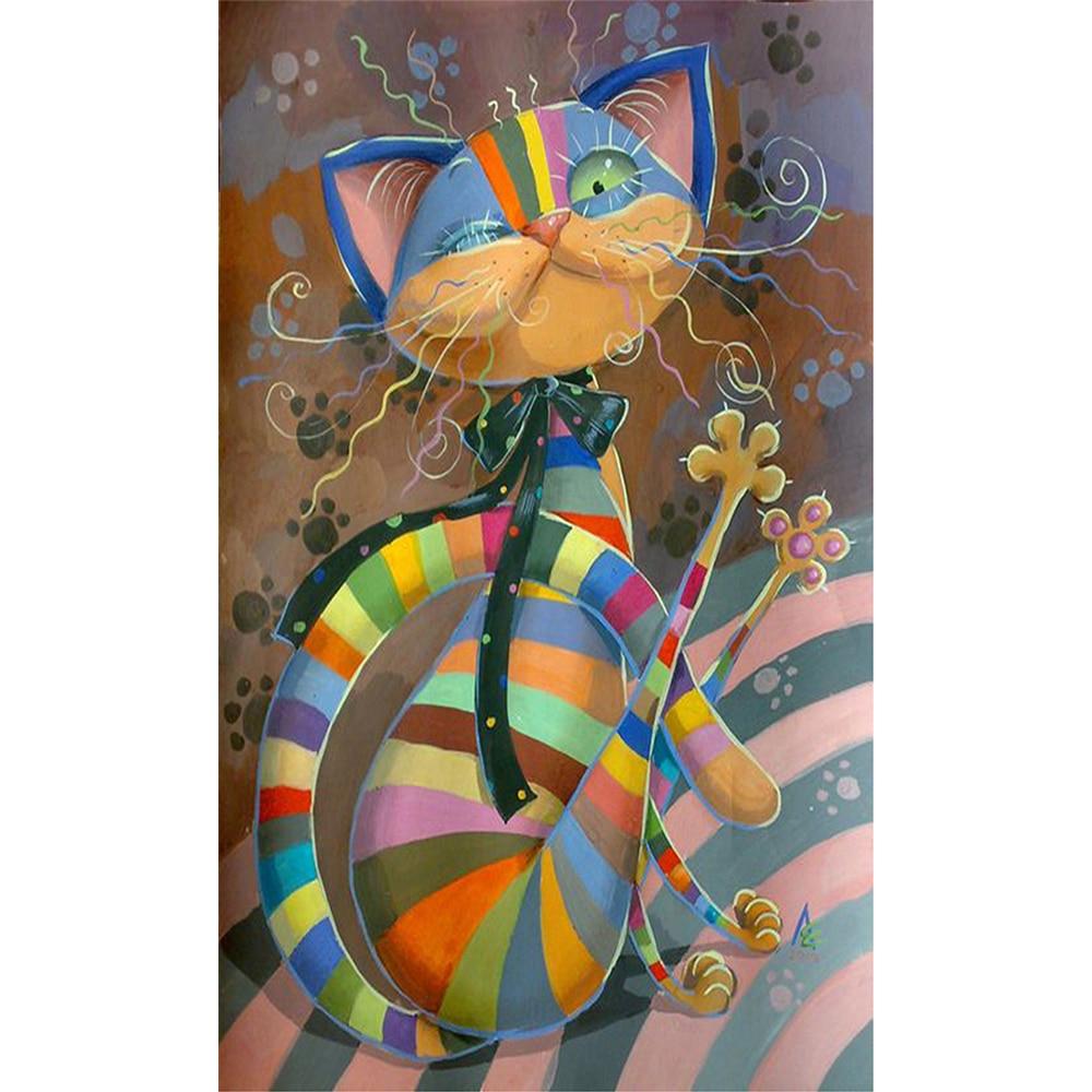 DIY 5D Diamond Painting Kit Dancing Cat Decor Cat Design Accessories Pet Clever 