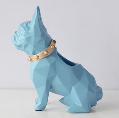 Dog Craft Pen Holder Decoration Home Decor Dogs Pet Clever Blue 