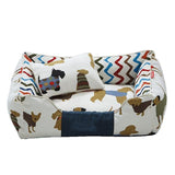 Dog Print Detachable Cushion Pad Dog Beds & Blankets Pet Clever Brown with Pillow S 