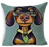 Dog Printed Linen Pillow Cover Dog Design Pillows Pet Clever G 