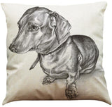 Dog Printed Linen Pillow Cover Dog Design Pillows Pet Clever Q 