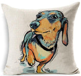 Dog Printed Linen Pillow Cover Dog Design Pillows Pet Clever I 