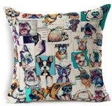 Dog Printed Linen Pillow Cover Dog Design Pillows Pet Clever C 