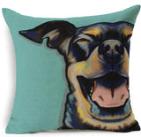 Dog Printed Linen Pillow Cover Dog Design Pillows Pet Clever B 