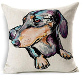 Dog Printed Linen Pillow Cover Dog Design Pillows Pet Clever H 