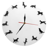 Dogs Silhouette Wall Clock Home Decor Dogs Pet Clever 