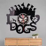 Dogs Vinyl Wall Clock Home Decor Dogs Pet Clever 
