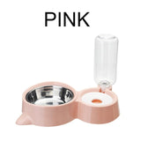 Double Bowl Automatic Pet Feeder Dog Bowls & Feeders Pet Clever Pink 