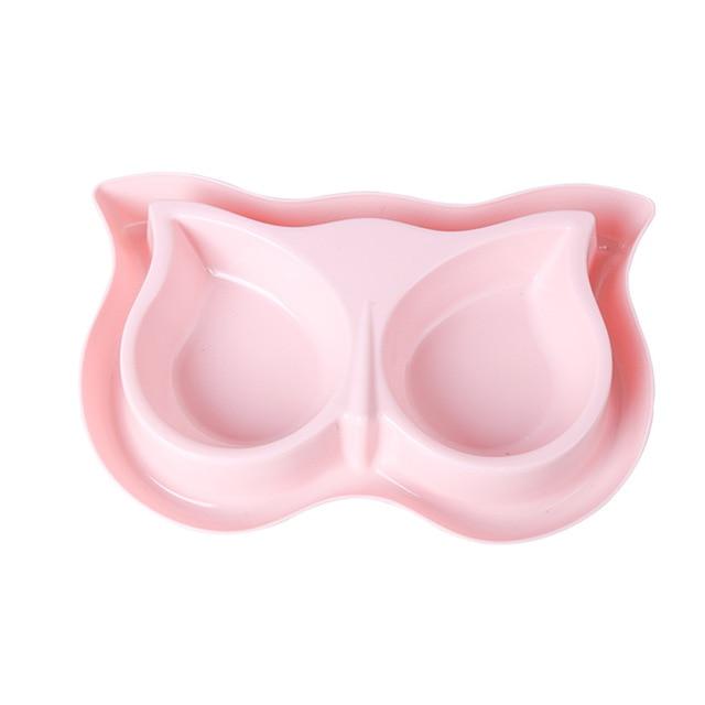 Double Split Cervical Pet Dish Cat Bowls & Fountains Pet Clever Pink Plastic 