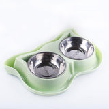Double Split Cervical Pet Dish Cat Bowls & Fountains Pet Clever Green Stainless Steel 