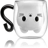Double Wall Glass Tea Cup Cat Design Accessories Pet Clever 