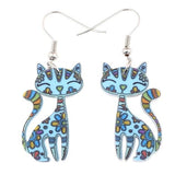 Drop Cat Dangle Earrings Cats Jewelry Pet Clever blue 