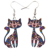 Drop Cat Dangle Earrings Cats Jewelry Pet Clever multicolor 