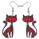 Drop Cat Dangle Earrings Cats Jewelry Pet Clever red 