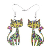 Drop Cat Dangle Earrings Cats Jewelry Pet Clever green 
