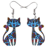 Drop Cat Dangle Earrings Cats Jewelry Pet Clever dark blue 
