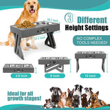 Elevated Dog Bowls Adjustable Raised Dog Bowl Cat Bowls & Fountains Pet Clever 