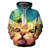 Fantasy Unicorn Cat Hoodie All Over Print Galaxy Sweatshirt Unisex Cat Design Hoodies Pet Clever 