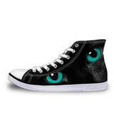 Fashion 3D High Top Blue Green Eyes Cat Design Print Shoes Cat Design Footwear Pet Clever US 5 - EU35 -UK3 