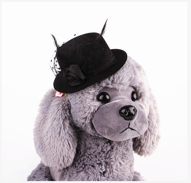 Feather Prince Style Hat For Pets Hats Pet Clever Black 
