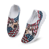 Flag Frenchie Flats: American Flag French Bulldog Casual Slip-Ons Pet Clever Style B 35 