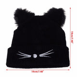 Fluffy Cat Ears Women Hat Knitted Warm Winter Beanie Fluffy Cat Ears Women Hat Knitted Warm Winter Beanie Pet Clever 