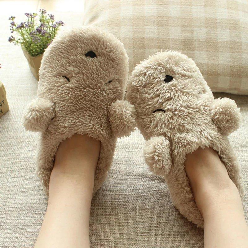 Fluffy Dog Shaped Indoor Slippers Dog Design Footwear Pet Clever 5 