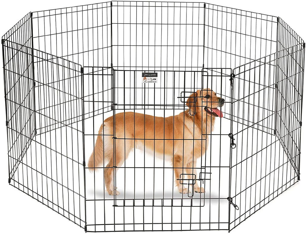 Foldable Metal Pet Exercise Playpen Indoor/Outdoor Enclosure with Gate for Dogs Dog Toys Pet Clever 24" x 24" Panels 