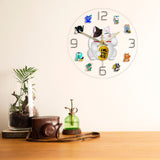 Fortune Cat Cartoon Wall Clock Beckoning Cat Quiet Sweep Wall Watch Home Decor Cats Pet Clever 