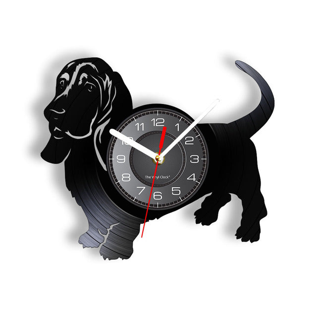 French Basset Hound Wall Clock For Shop Puppy Dog Breed Home Decor Doggie Watch Vinyl Home Decor Dogs Pet Clever Without LED 