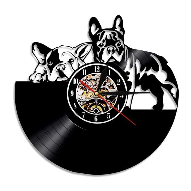 French Bulldog Dog Vinyl Record Wall Clock Home Decor Dogs Pet Clever No Led A 