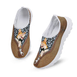 Funny Corgi Dog Footprint Design Women Slip-on Flat Other Pets Design Footwear Pet Clever 
