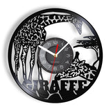 Giraffe Wall Art Wildlife Animal Wall Clock Safari Wall Decor Vintage Vinyl Record Wall Clock Other Pets Design Accessories Pet Clever Without LED 