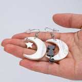 Half Moon Acrylic Cat Dangle Earrings Cat Design Accessories Pet Clever 