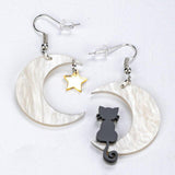 Half Moon Acrylic Cat Dangle Earrings Cat Design Accessories Pet Clever Hot Stamping 