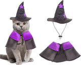 Halloween Cat Costume Purple Witch Cloak Wizard Cat Clothing Pet Clever 