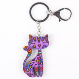 Happy Cat Keychain Cat Design Accessories Pet Clever Violet 